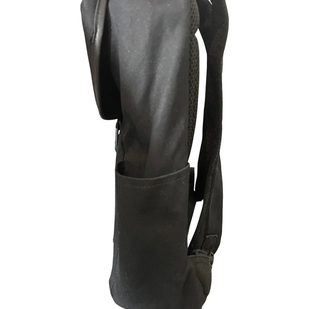 Stubble & Co Backpack Unisex Large Black Canvas Drawstring Flap Laptop Rucksack